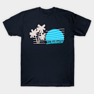 Retro Summer Blue Sunset T-Shirt